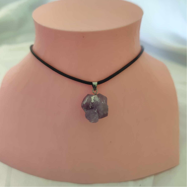 Amethyst Cluster Halskette Kunstleder