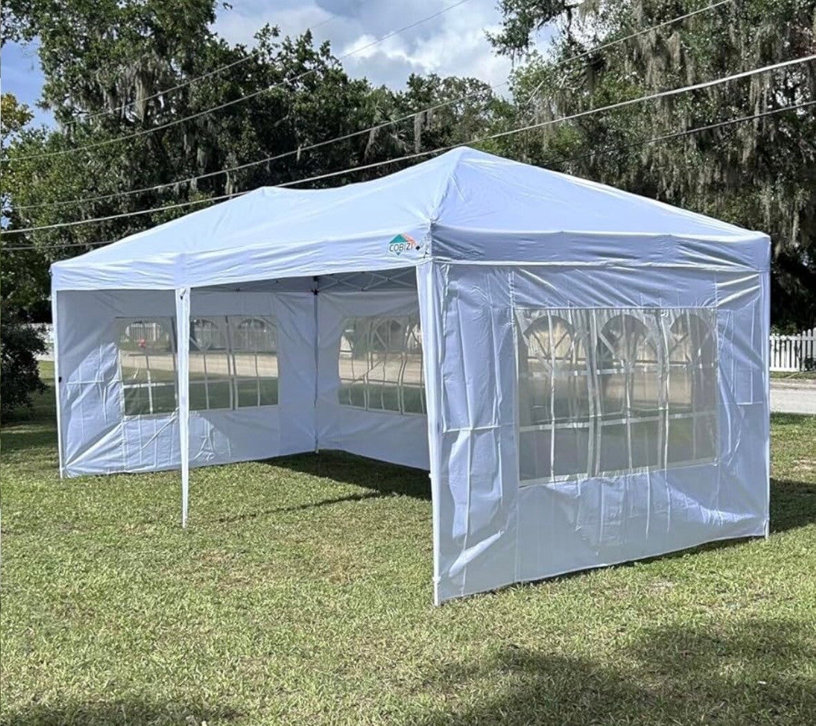 10x20 White Pop Up Tent with Side Walls