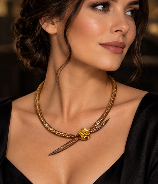 Mesh Kette mit orange Beerenperle