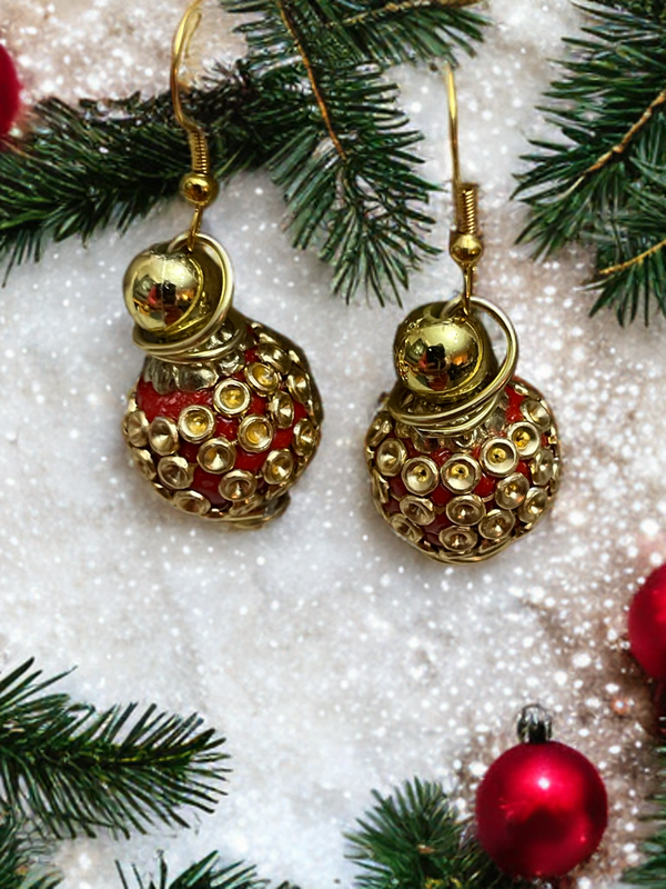 Ohrringe rot/goldener Traum