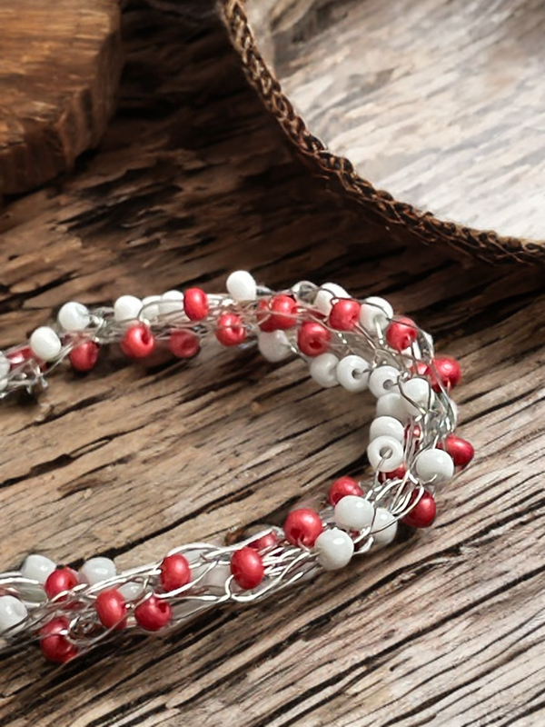 Armband weiß/rot