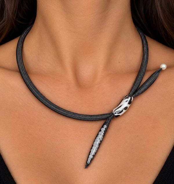Mesh Kette schwarz weiß