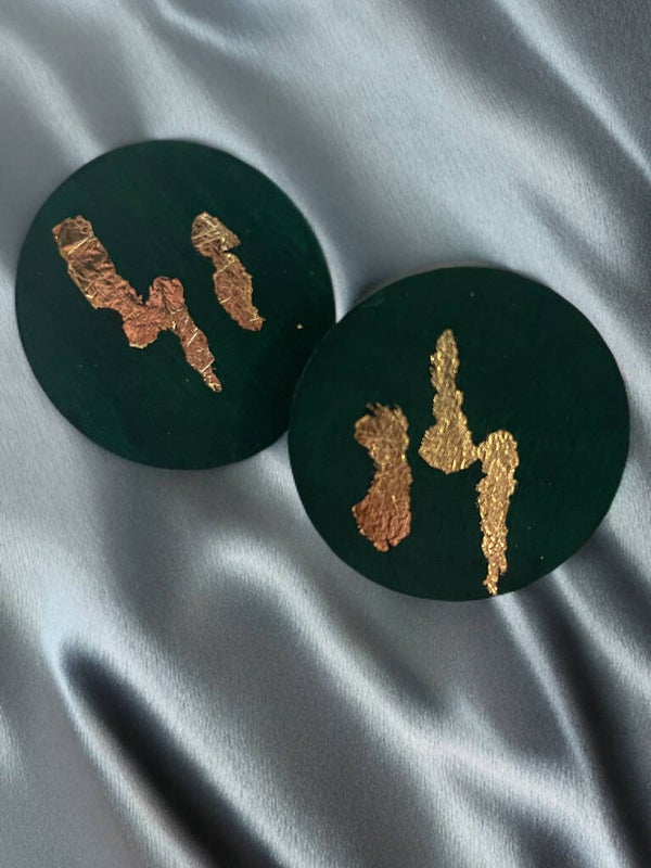 Grün/Goldene Ohrringe