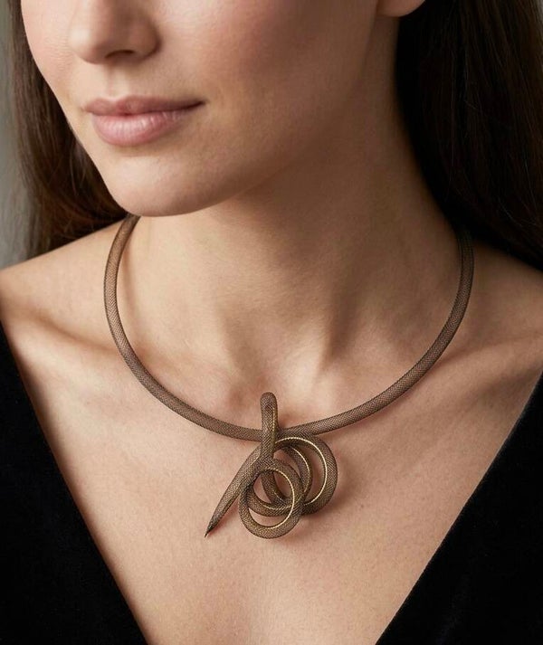 Netzkette in braun/ gold