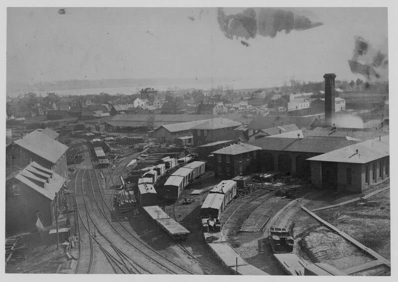Orange & Alexandria Railroad rail yard in Alexandria, Virginia.
