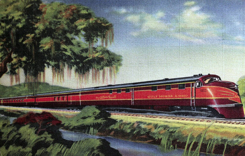 Postcard circa 1940 depicting one of the Rebel streamliners.