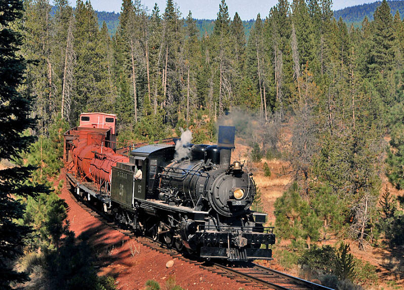 MCR No. 25, a 2-6-2 locomotive built by Alco in 1925. 2008 photo near McCloud.