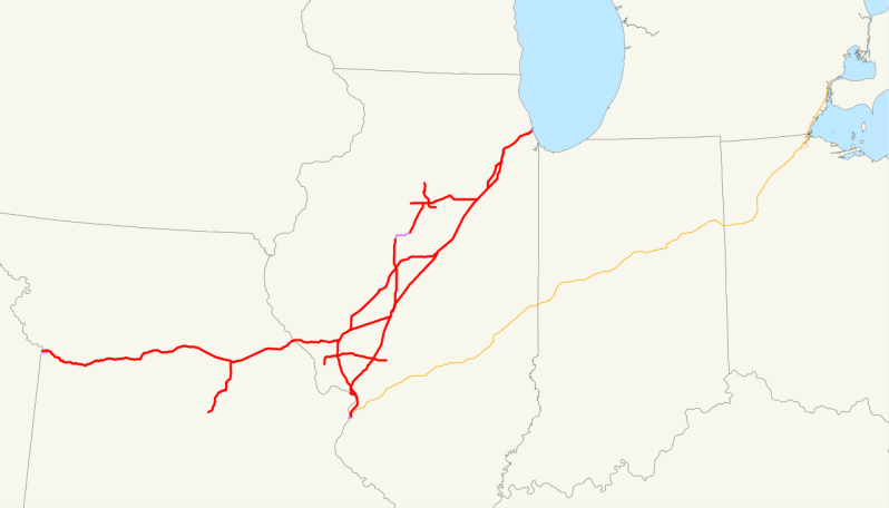 Chicago & Alton Railroad System Map.