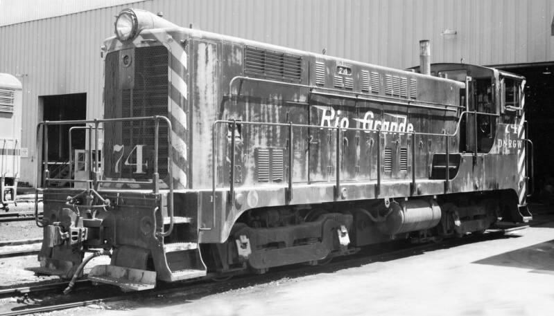 Denver & Rio Grande Western Baldwin VO660 74 at Denver, Colorado, June 25, 1966. Photographer: Bruce Black.