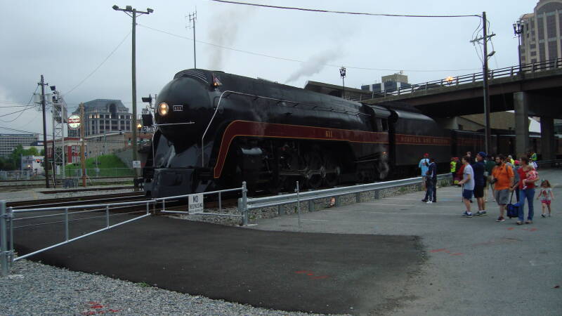 No. 611 waiting to depart Roanoke, with the morning Powhatan Arrow excursion on May 28, 2017.