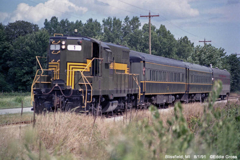 No. 1 pulling the Old Road Dinner Train on August 1, 1991.