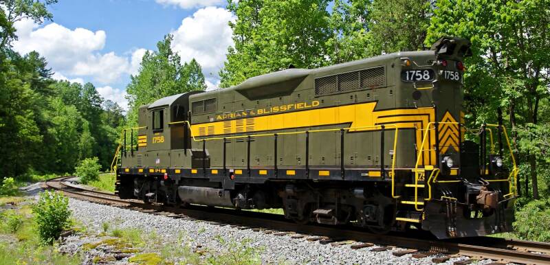 a gray diesel with yellow trim 