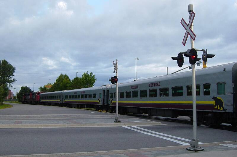 Algoma Central Railway's popular Agawa Canyon Tour Train, as viewed in Sault Ste. Marie, Ontario in 2004.