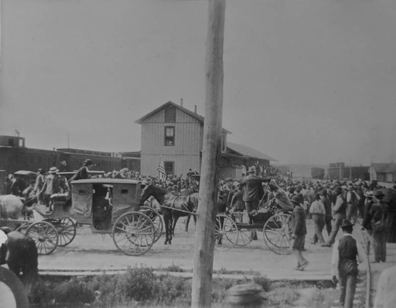Arkansas Midland Railroad Depot in Helena, Arkansas, circa late 1890's.