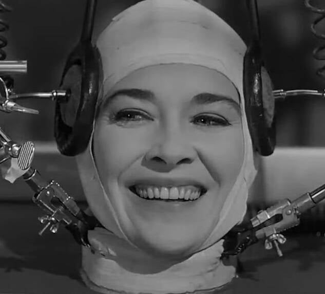 Virginia Leith as Jan, the head in the pan.