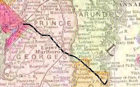 Map of the Chesapeake Beach Railway in 1913.