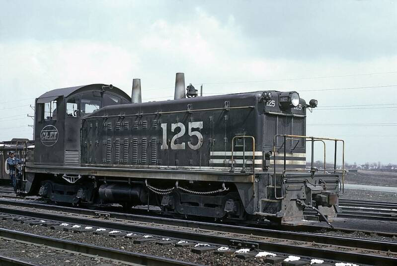 Chicago and Eastern Illinois NW2 No. 125 in Chicago Heights, IL on March 31, 1964.