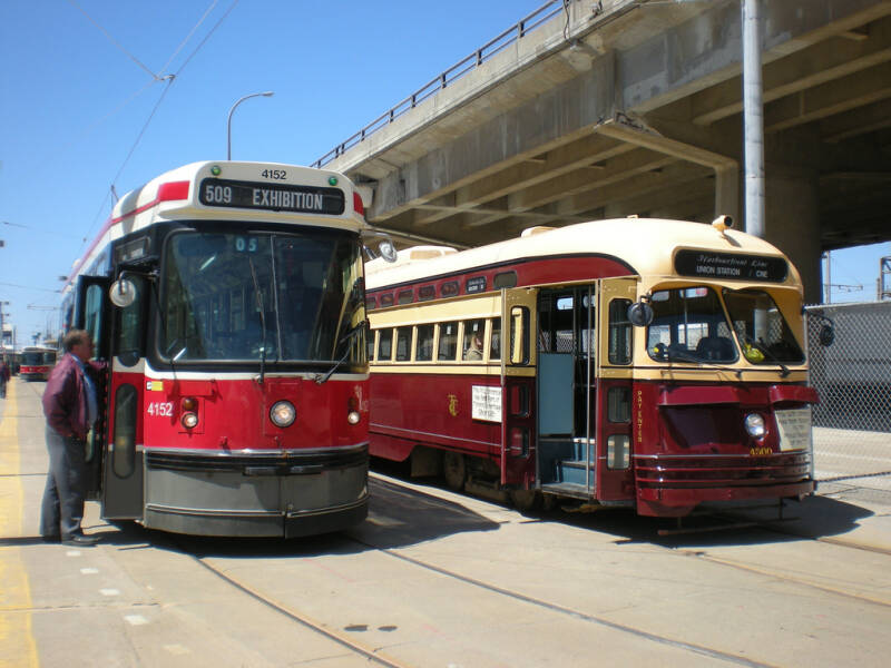 Two TTC streetcar models used in the 20th century. 