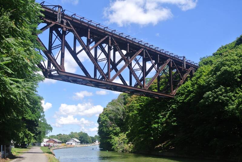 Bridge used by the Falls Road Railroad in Lockport, New York.