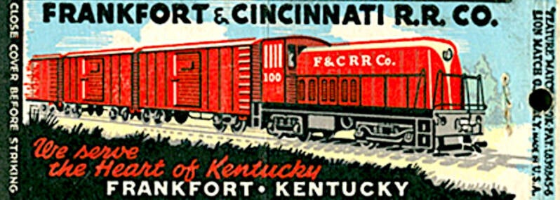 A Frankfort and Cincinnati matchbook.