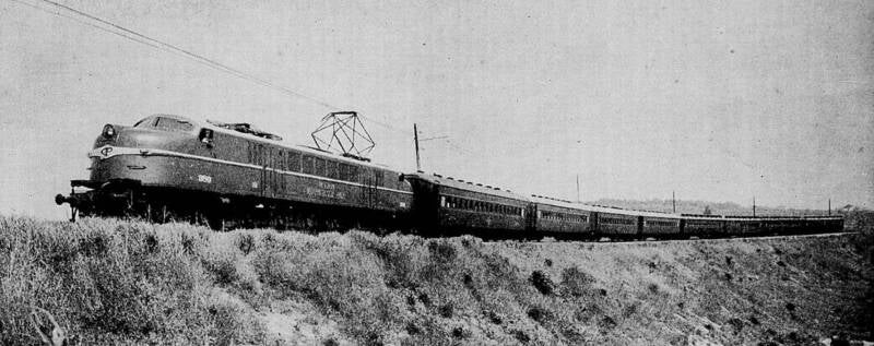 Paulista Railway GE Electric locomotive with ACF steel cars.