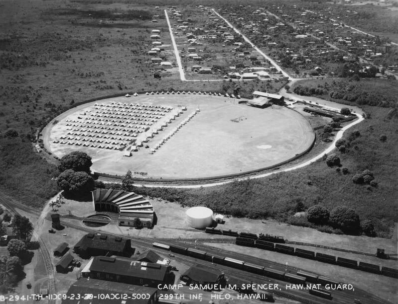 Camp Samuel with railroad shops in the foreground, 1929.