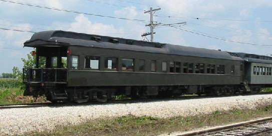 A heavyweight observation car on a museum train at the Illinois Railway Museum, July 2004.