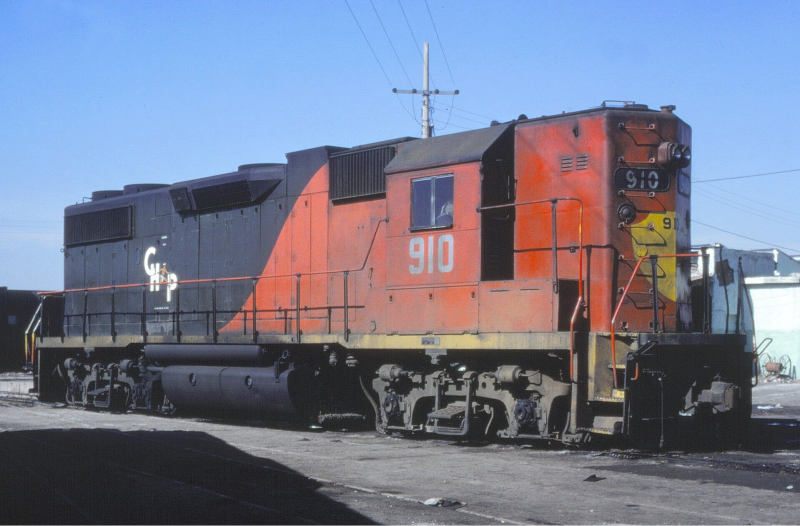 Chihuahua al Pacifico EMD GP38-2 910 at Chihuahua, Chihuahua, Mexico.