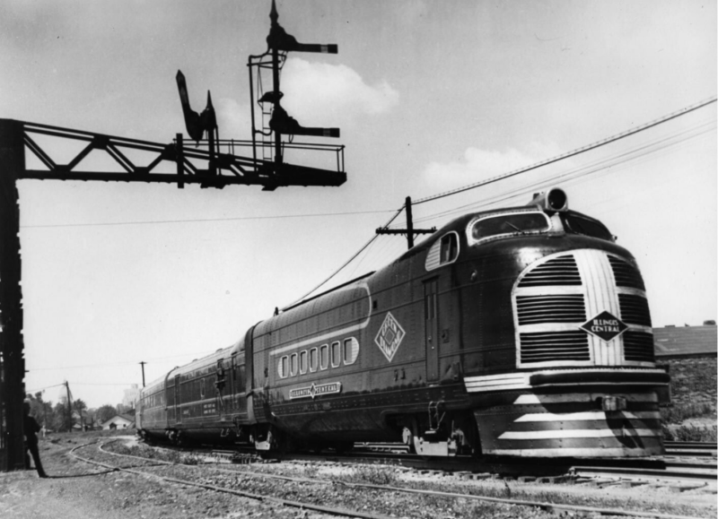 The IC's Green Diamond streamlined passenger train in 1936.