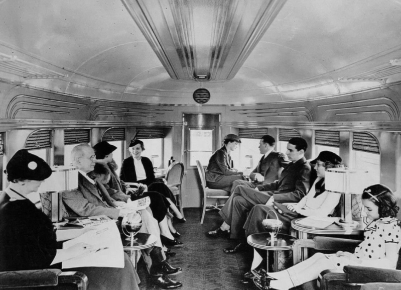 The observation-lounge car on the IC's Green Diamond in 1936.