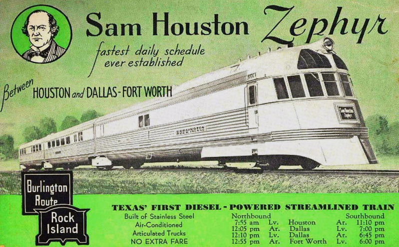 The Sam Houston Zephyr, jointly operated with the Rock Island.