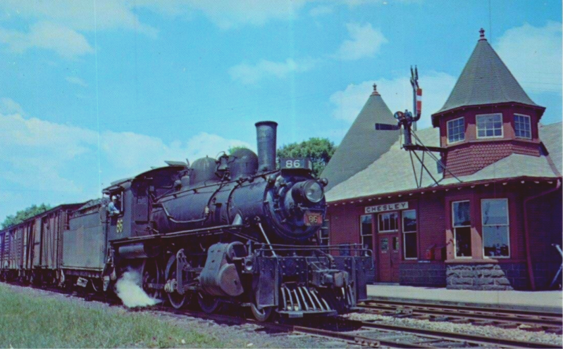 CN 2-6-0 No. 86 at Chesley, ON.