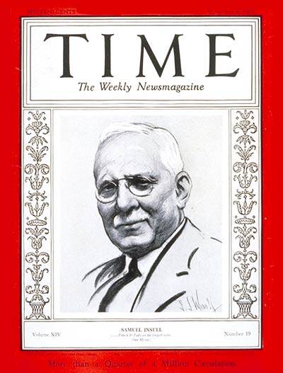 Insull on the cover of Time, November 1929. 