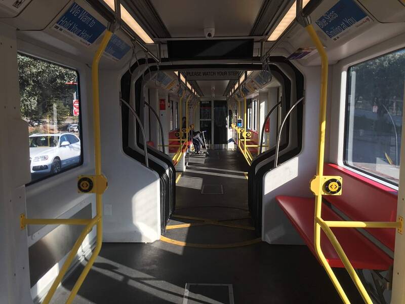 All-longitudinal seating configuration of early LRV4.