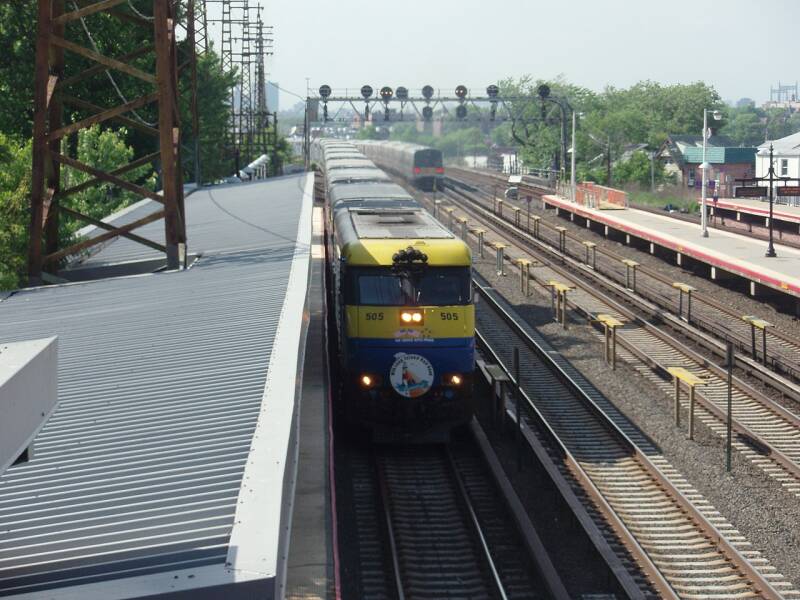 The Cannonball passing through Woodside.