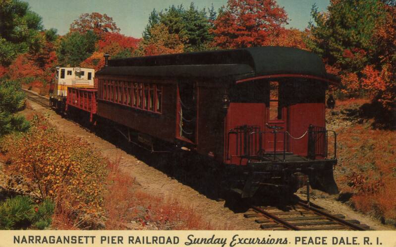 Narragansett Pier Railroad 40 with a passenger excursion in 1965.