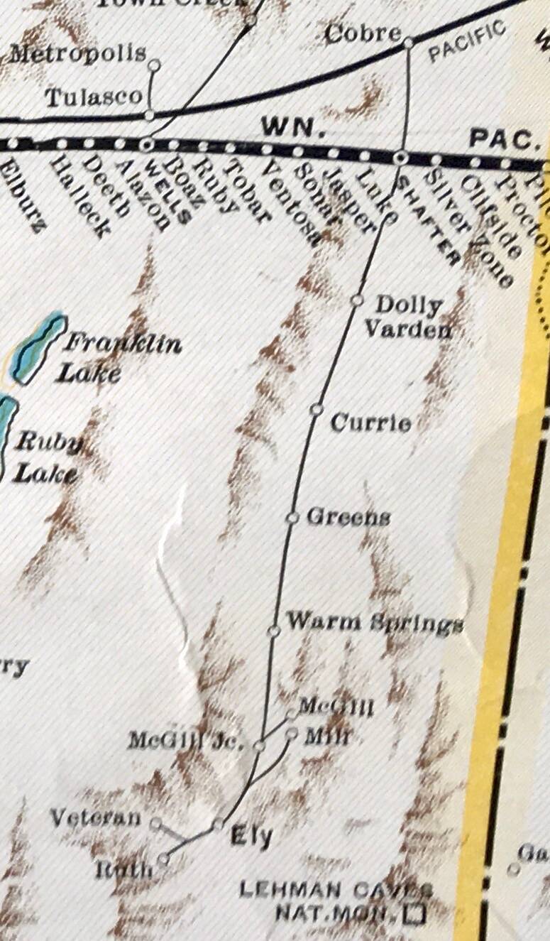 Route of the Nevada Northern.