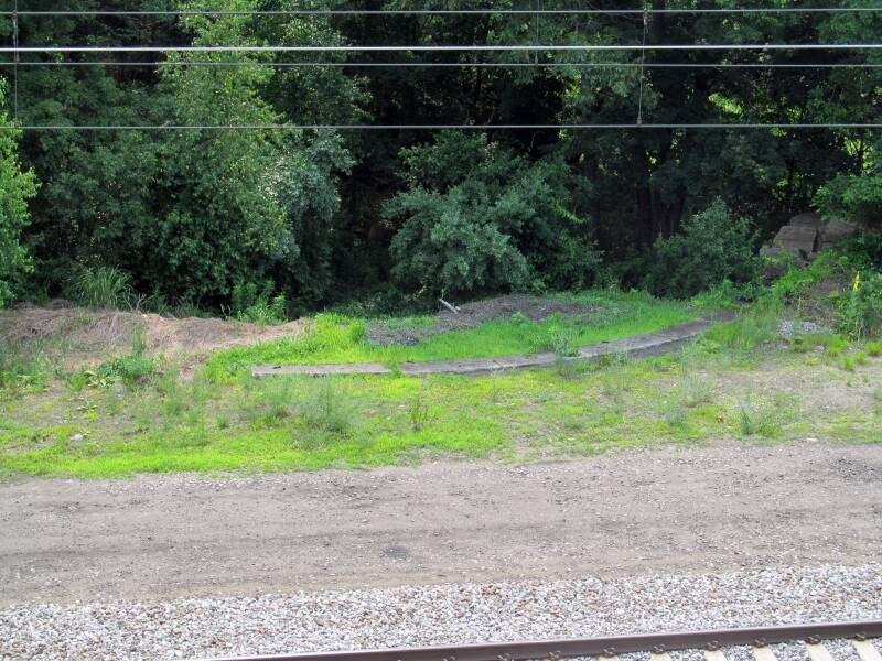 The remains of the railroad's turntable at Wickford Junction in 2012.