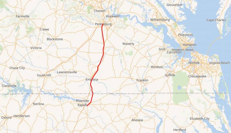 Map of the Petersburg Railroad.
