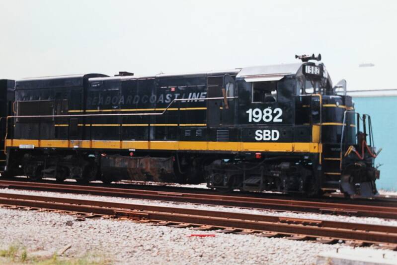 Seaboard Coast Line No. 1982, a GE U18B, at Tampa, FL, June 1983.