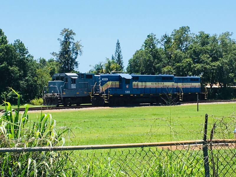 Seminole Gulf's locomotives for the Sarasota Division parked at Suburban Propane.