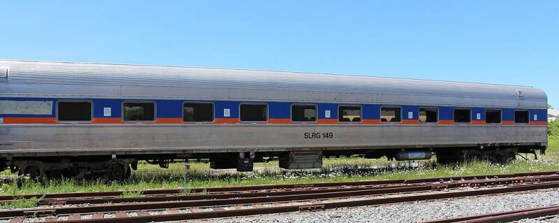 Former single level MARC passenger car in Hyannis. 