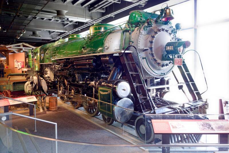 Southern Railway No. 1401 on static display at the National Museum of American History in 2013.