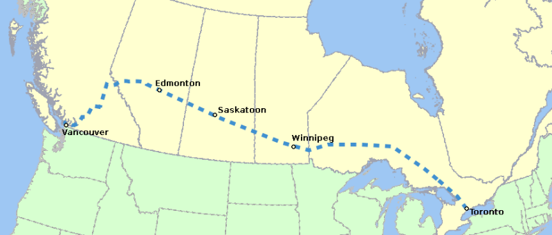 Super Continental Route Map.