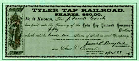 Stock Share of the Tyler Tap Railroad