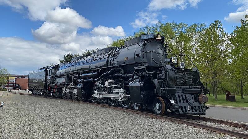 UP 4012 on display at Steamtown NHS after its cosmetic restoration which was completed in 2021.