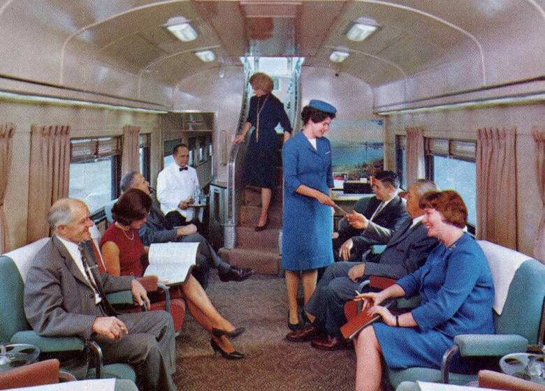 Photo of the lower level of the Vista Dome observation car.