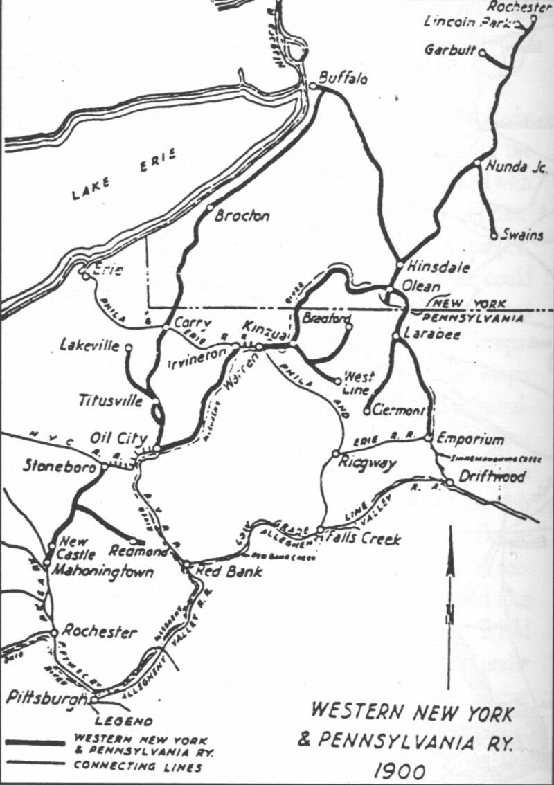 a black and white railroad map with a railroad depicted by dark black lines. 