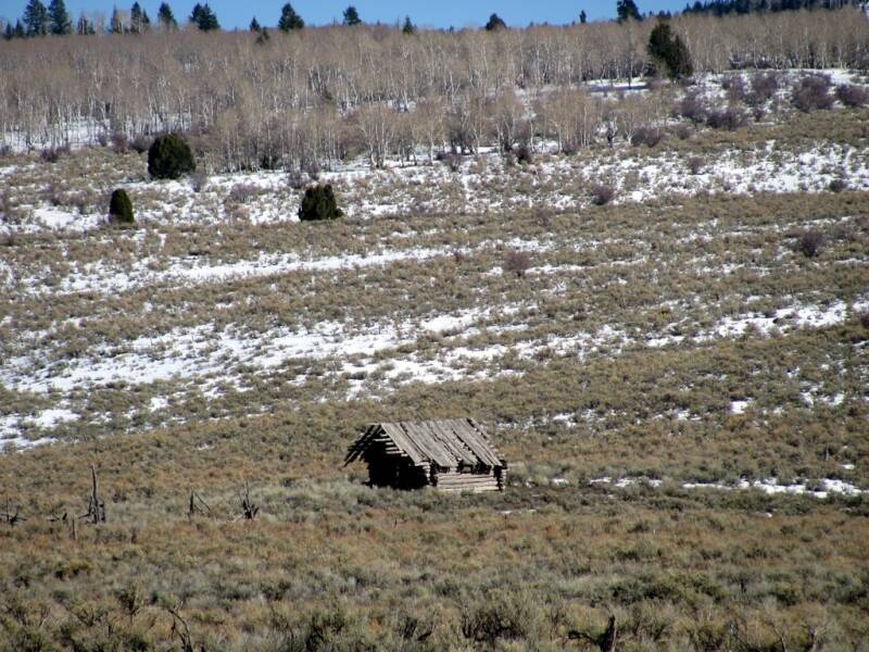 A cabin in the Whitmore Park area just below the Roan Cliffs.