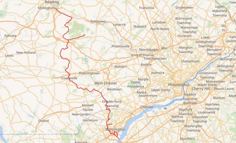 Map of the Wilmington and Northern Branch.